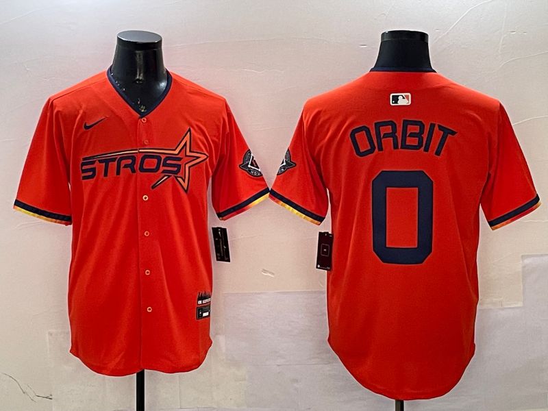 Men Houston Astros #0 Orbit Orange Three generations Joint Name 2025 Nike MLB Jersey style 4->houston astros->MLB Jersey
